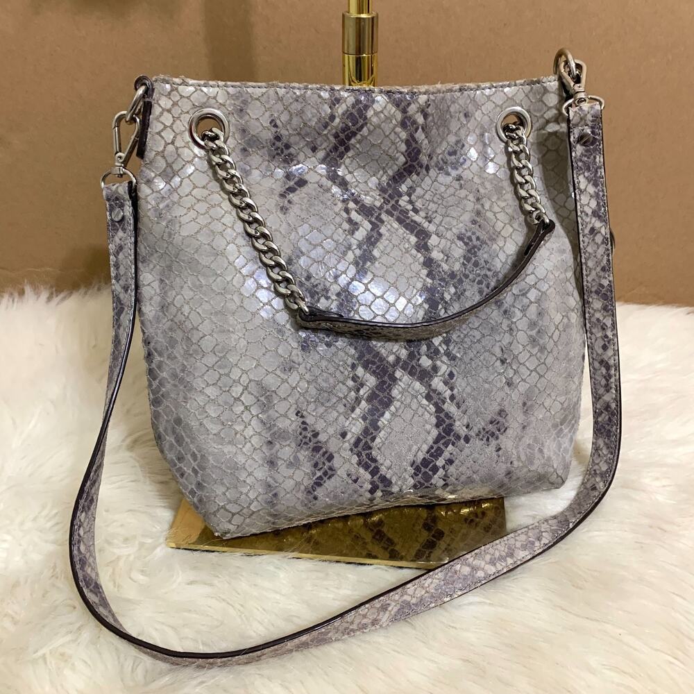 Michael Kors Jet Set Gray Python Leather North So… - image 3